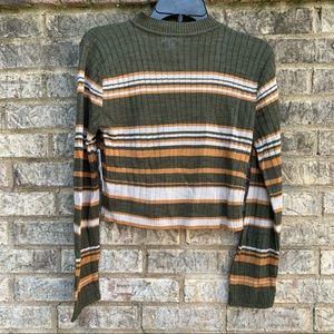 Olive Striped Ribbed Cropped Sweater Abound Size Medium NEW with Tags